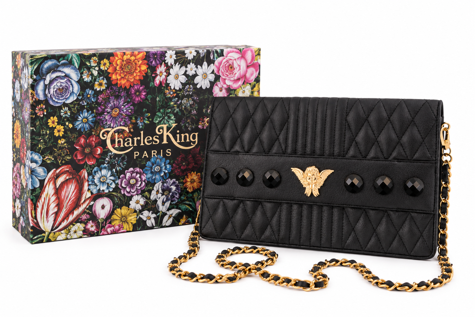 The Clutch Bijou Onyx with its hand-painted presentation case