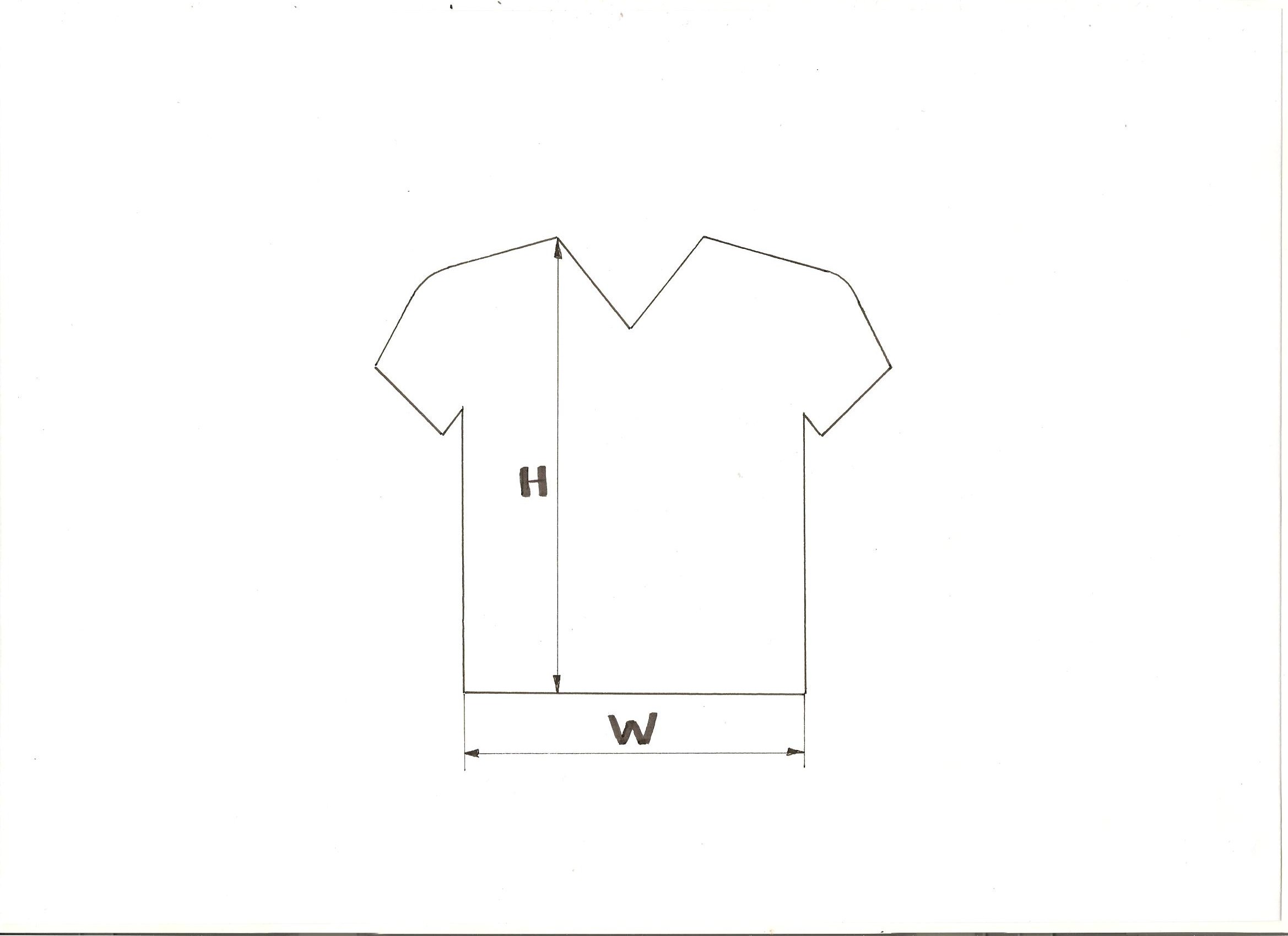 Original CKP T-shirt measurement diagram showing height H and waist W